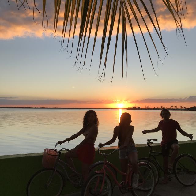 People on Bikes Chetumal Sunset